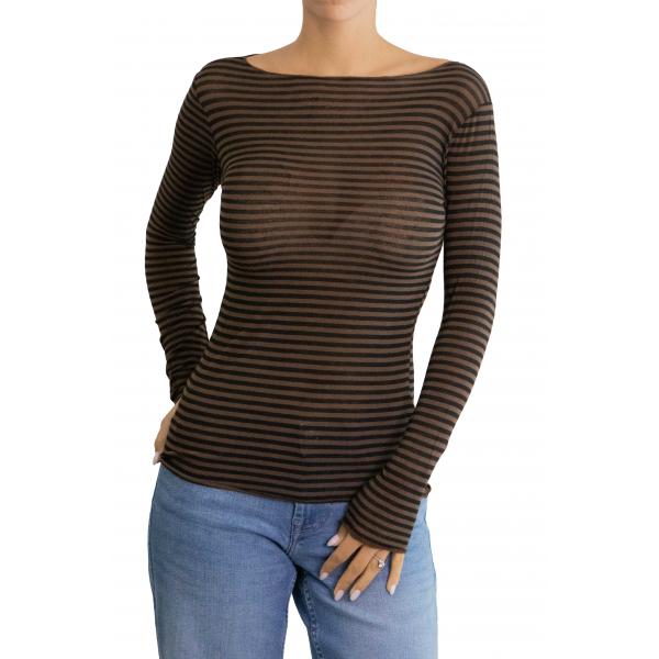 Maglia misto cashmere a righe 